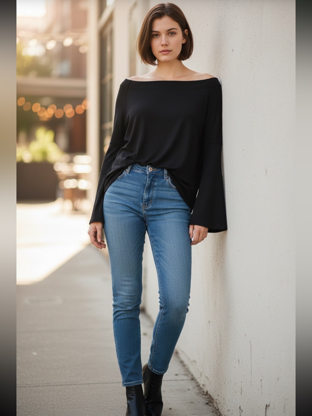 White House Black Market Elegant Black Long Sleeve Top Runs Big retail $79